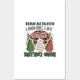 Torn Between Looking Like A Snack And Eating One Santa Christmas Cakes - Vintage Leopard Christmas Tree Cakes Posters and Art